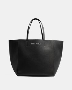 Кожаная сумка-шопер L черного цвета с карабином Bimba y Lola, черный