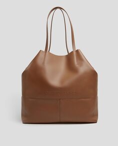 Коричневая кожаная сумка-шоппер на плечо Roberto Verino, коричневый