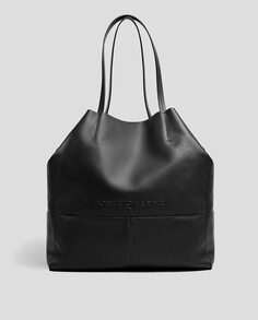 Черная кожаная сумка-шоппер на плечо Roberto Verino, черный
