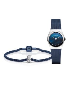 Set Classic 12927-307-GWP женские часы и браслет из синей стальной сетки Bering, синий