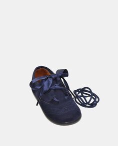 Кожаные туфли для мальчика на шнуровке с веганскими лезвиями Chuches, темно-синий