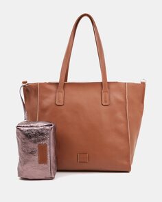 Большая коричневая кожаная сумка-шоппер со съемным карманом Abbacino, коричневый