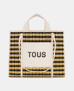 Большая разноцветная плетеная сумка-шопер Amaya с бежевыми деталями Tous, бежевый