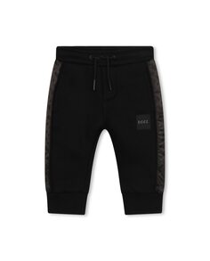 Черные спортивные штаны для мальчика с полосками по бокам BOSS Kidswear, черный