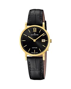 C4727/3 Пара черные кожаные женские часы Candino, черный