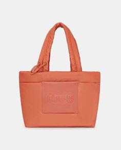 Оранжевая сумка-шопер из переработанного материала с двойной эластичной ручкой Tous, оранжевый