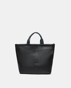 Большая черная кожаная сумка-шоппер с длинной ручкой Abbacino, черный