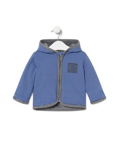 Полосатая детская куртка с капюшоном Tous, темно-синий