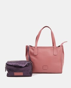 Кожаная сумка-шоппер среднего розового цвета со съемным карманом Abbacino, розовый
