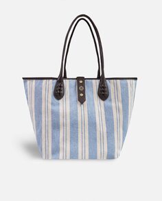 Большая сумка для покупок Comte с длинным съемным ремнем и органайзером в синие полосы Lonbali, синий