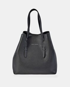 Черная кожаная сумка-шоппер Pierre Cardin, черный