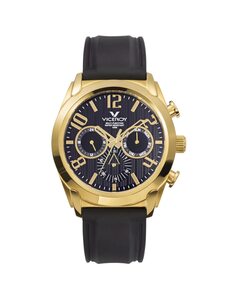 Мужские многофункциональные стальные часы Magnum с золотым IP и черным силиконовым ремешком Viceroy, черный