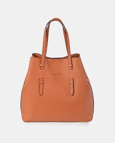 Оранжевая кожаная сумка-шоппер Pierre Cardin, оранжевый