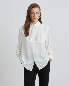 Женская рубашка с планками и рукавами-буфами Simorra