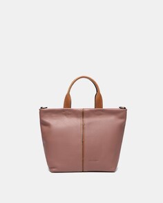 Маленькая розовая кожаная сумка-шоппер с контрастными деталями Abbacino, розовый