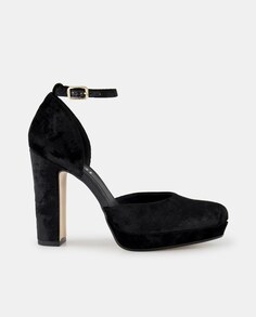 Женские бархатные туфли Tizis на платформе и блочном каблуке Lodi, черный