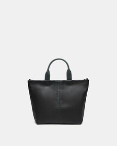 Маленькая черная кожаная сумка-шоппер с контрастными деталями Abbacino, черный