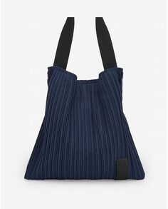 Женская сумка-шоппер из переработанной жатой ткани темно-синего цвета Adolfo Dominguez
