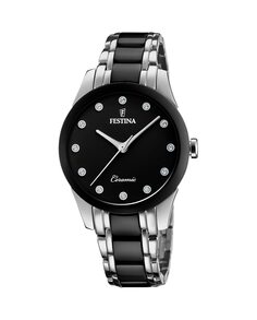 F20499/3 Женские керамические часы из черной стали Festina, черный