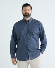 Мужская рубашка большого размера с длинными рукавами и геометрическими деталями Paul &amp; Shark, темно-синий Paul&Shark