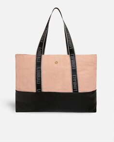 Большая сумка через плечо Lonbali в розовую и черную полоску Lonbali, розовый