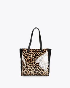 Женская сумка-шопер с эффектом лакированной кожи и животным принтом Lola Casademunt, коричневый