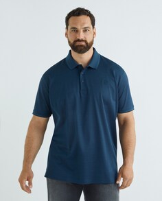Мужская рубашка-поло большого размера с коротким рукавом однотонная Paul &amp; Shark, синий Paul&Shark