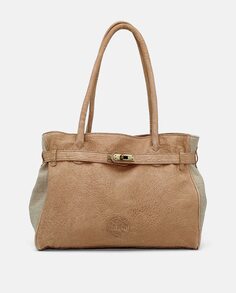 Большая кожаная сумка-шопер бежевого цвета с задним карманом и застежкой-молнией Cuirot´s, бежевый