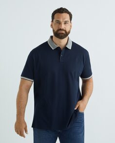 Мужская рубашка поло больших размеров с коротким рукавом и контрастным воротником Paul &amp; Shark, темно-синий Paul&Shark