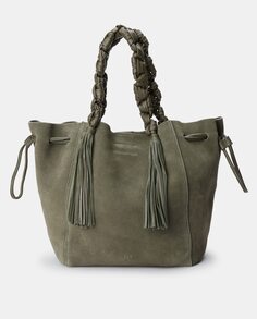 Кожаная сумка-шопер цвета хаки Latouche