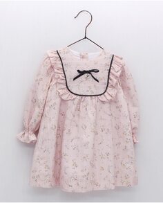 Хлопковое платье для девочки розового цвета с принтом Foque, розовый