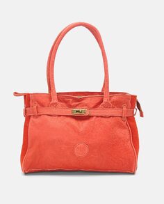 Большая красная кожаная сумка-шопер с задним карманом и застежкой-молнией Cuirot´s, красный