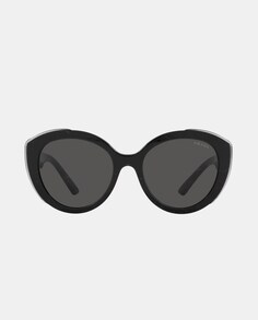 Черные солнцезащитные очки «кошачий глаз» из ацетата с контрастными дужками Prada, черный