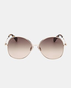 Круглые женские солнцезащитные очки из золотистого металла Max Mara, золотой