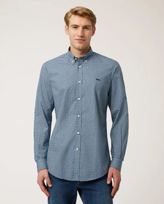 Узкая мужская рубашка с микропринтом синего цвета Harmont&amp;Blaine, синий Harmont&Blaine