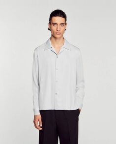 Гладкая свободная мужская рубашка светло-серого цвета Sandro, светло-серый