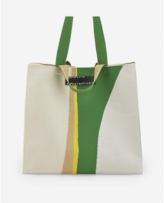 Женская сумка-шопер в зелено-бежевых тонах Adolfo Dominguez, зеленый