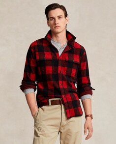 Мужская фланелевая рубашка классического кроя с карманами Lauren Ralph Lauren, красный