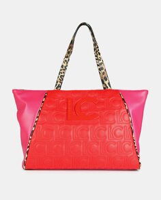 Двухцветная сумка-шопер с ручкой с животным принтом Lola Casademunt, красный