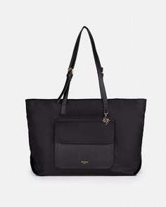 Большая сумка-шопер из черного нейлона с передним карманом Naulover, черный