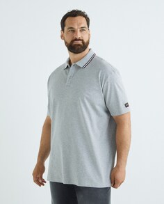 Мужская рубашка-поло большого размера с короткими рукавами и воротником Paul &amp; Shark, серый Paul&Shark