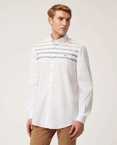 Мужская хлопковая рубашка обычного кроя с контрастными белыми полосами Harmont&amp;Blaine, белый Harmont&Blaine