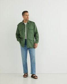 Классическая однотонная мужская рубашка в стиле сафари с 4 карманами больших размеров Mirto, зеленый