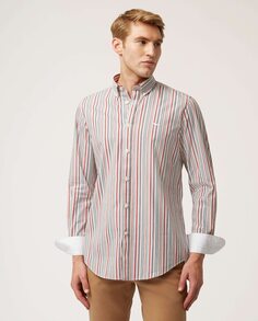 Мужская рубашка классического кроя в полоску из органического хлопка красного цвета Harmont&amp;Blaine, красный Harmont&Blaine