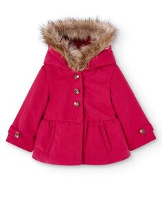 Пальто для девочки с капюшоном и застежкой на пуговицы Boboli, красный