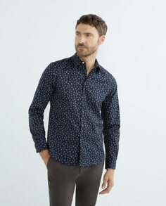Обычная мужская однотонная классическая рубашка Paul Smith, темно-синий