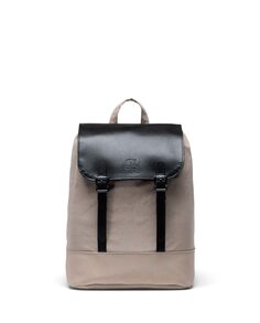 Женский рюкзак из бежевой ткани в сочетании с темной кожей и магнитными застежками Herschel, светло-коричневый
