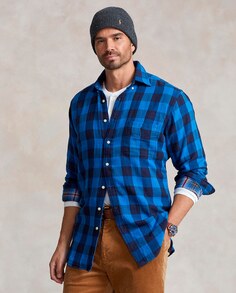 Мужская хлопковая рубашка классического кроя с карманом больших размеров Polo Ralph Lauren, синий