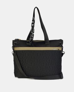 Черная сумка-шопер из неопрена с выгравированным логотипом и съемным ремнем через плечо Caminatta, черный