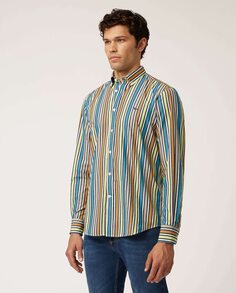 Мужская хлопковая рубашка стандартного кроя в разноцветную полоску Harmont&amp;Blaine, светло-синий Harmont&Blaine